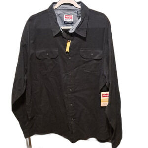 Mens Wrangler Black Button down Shirt 2X Comfort Flex Relaxed Fit